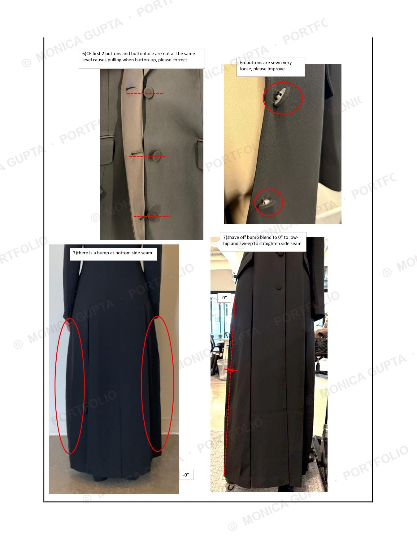 PPS button alignment and side-seam corrections