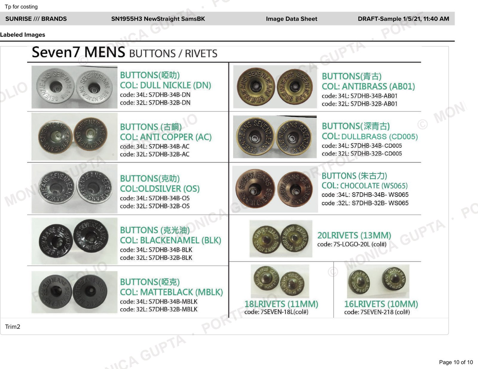 Trim sheet 2: labels, patches and packaging