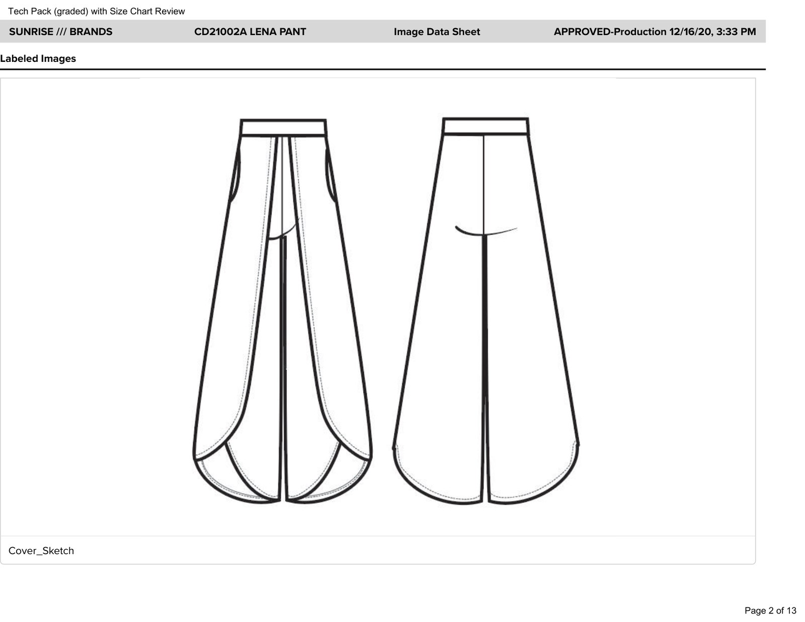 Reference photo of the Lena pant, a flowing tulip-front knit palazzo