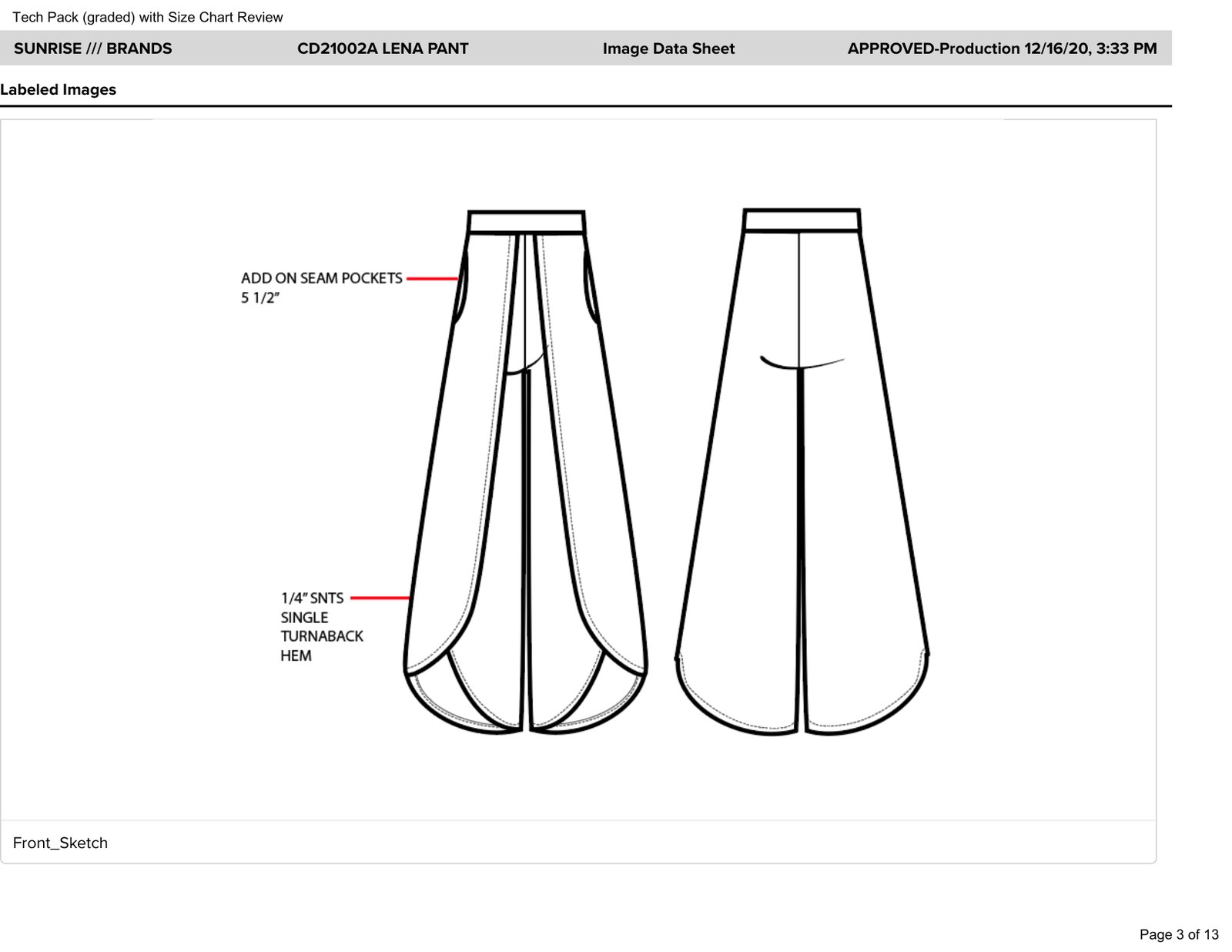 Front sketch, tulip overlap construction
