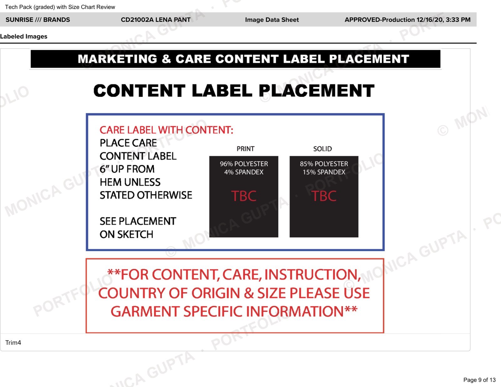 C/O label on transparent rubber